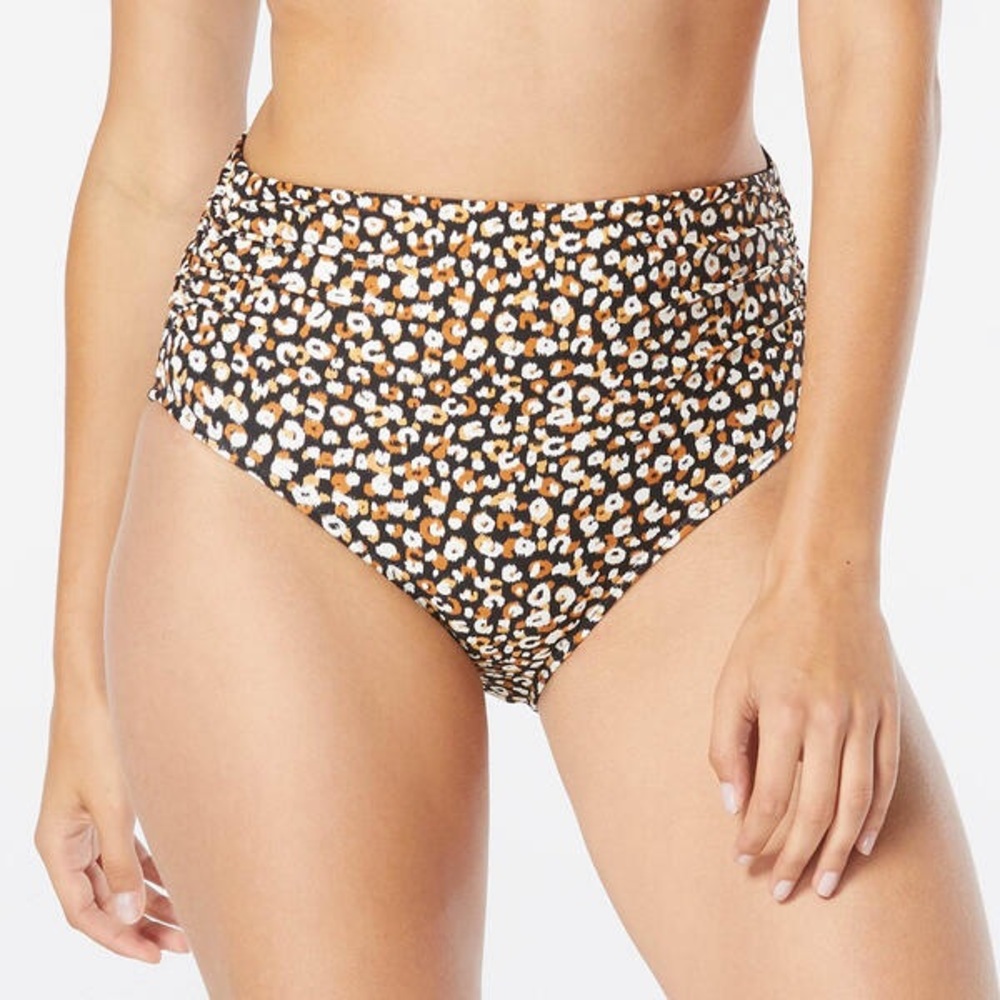 Coco Reef Impulse High Waist Swim Bottoms in Zebra Castaway Black (L)